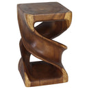 Haussmann Wood Double Twist End Table 14x14x23 in Height Walnut Oil