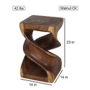 Haussmann Wood Double Twist End Table 14x14x23 in Height Walnut Oil