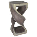 Haussmann Wood Double Twist End Table 14x14x30 in Height Grey Oil