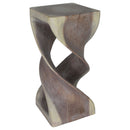 Haussmann Wood Double Twist End Table 14x14x30 in Height Grey Oil