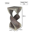 Haussmann Wood Double Twist End Table 14x14x30 in Height Grey Oil