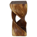 Haussmann Wood Double Twist End Table 14x14x30 in Height Oak Oil