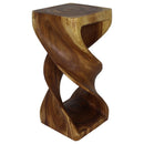 Haussmann Wood Double Twist End Table 14x14x30 in Height Oak Oil