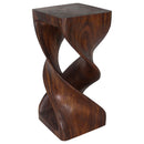 Haussmann Wood Double Twist End Table 14x14x30 in Height Walnut Oil