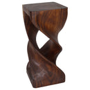 Haussmann Wood Double Twist End Table 14x14x30 in Height Walnut Oil