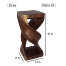 Haussmann Wood Double Twist End Table 14x14x30 in Height Walnut Oil