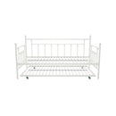 Twin White Metal Daybed Frame with Roll-Out Turndle Bed
