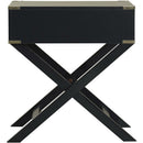 Dark Grey Black 1-Drawer End Table Nightstand with Modern Classic X Style Legs