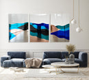 Oversized Contemporary Art Mirrored Mountain Wall Decor Set of 3