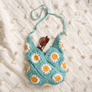 Daisies Crochet Tote Bag  | Everyday Nature-themed Bag | 11" x 13"