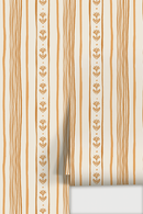 Daisy Chain Stripe Wallpaper, beige, apricot and orange