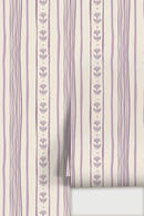 Daisy Chain Stripe Wallpaper, beige and lavender