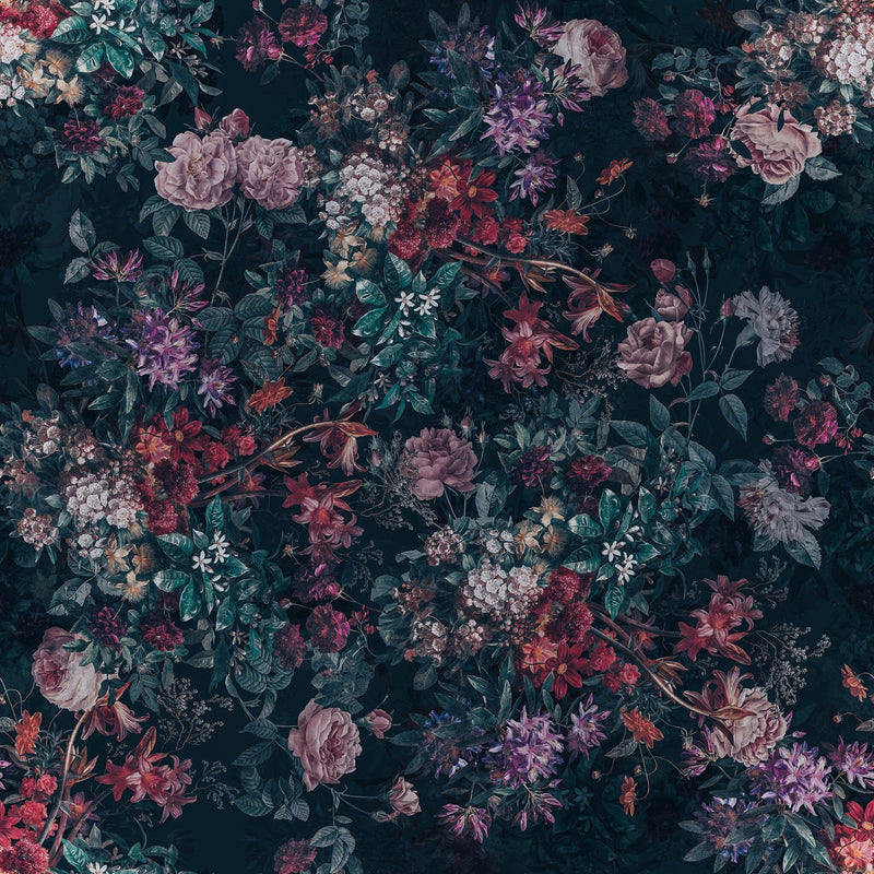 Dark Background Pink Flower Wallpaper - Moody Wallpaper