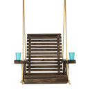Amish Casual Dark Walnut Stain Clearcoat Roll Back Swing Chair