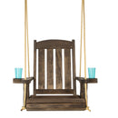 Amish Casual Heavy Duty Outdoor Wood Swing Chair in Dark Walnut Clearcoat