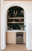 Dark Background Cream Floral Wallpaper