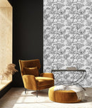 Voguish Grey Flowers Wallpaper Chic