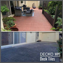 Deck Tiles - Premium WPC Interlocking - BROWN | DECKO (11.8" x 11.8" x 0.8" tile) - (One Piece)