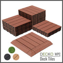 Deck Tiles - Premium WPC Interlocking - BROWN | DECKO (11.8" x 11.8" x 0.8" tile) - (One Piece)