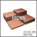 Deck Tiles - Premium WPC Interlocking - BROWN | DECKO (11.8" x 11.8" x 0.8" tile) - (One Piece)