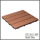 Deck Tiles - Premium WPC Interlocking - BROWN | DECKO (11.8" x 11.8" x 0.8" tile) - (One Piece)