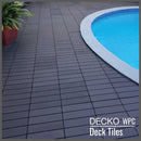 Deck Tiles - Premium WPC Interlocking - CHARCOAL | DECKO (11.8" x 11.8" x 0.8" tile) - (One Piece)