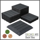 Deck Tiles - Premium WPC Interlocking - CHARCOAL | DECKO (11.8" x 11.8" x 0.8" tile) - (One Piece)