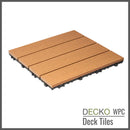Deck Tiles - Premium WPC Interlocking - TEAK | DECKO (11.8" x 11.8" x 0.8" tile) - (One Piece)
