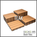 Deck Tiles - Premium WPC Interlocking - TEAK | DECKO (11.8" x 11.8" x 0.8" tile) - (One Piece)