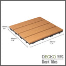 Deck Tiles - Premium WPC Interlocking - TEAK | DECKO (11.8" x 11.8" x 0.8" tile) - (One Piece)