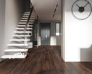 WPC Vinyl Rigid Core 9" Width 60" RL 8.5mm Thick, 1.5mm IXPE, Deep Espresso, Romulus Floors - Mazzia Collection staircase view