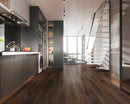 WPC Vinyl Rigid Core 9" Width 60" RL 8.5mm Thick, 1.5mm IXPE, Deep Espresso, Romulus Floors - Mazzia Collection kitchen view