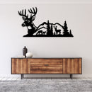 Deer Mountain View Metal Wall Art – Wildlife Scenic Nature Cabin Decor