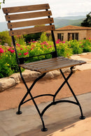 DemarForge Folding Chair 5504 - Stackable - European Chestnut Wood Clear Coated Slats (Set of 2) outdoor view