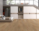 SPC Vinyl Rigid Core 7" Width 60" RL, 7mm Thick, 1.5mm IXPE Demure Natural Meraki Floors - Mazzia Collection Product shoot room view