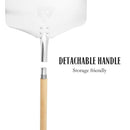 Chicago Brick Oven Pizza Peel 12" x 14" / Pizza Paddle - 35.5" Long Aluminum Metal Pizza Peel with Detachable 21" Wooden Handle [Pizza Steel Spatula / Pizza Shovel]