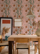 Campanas Wallpaper, dusty pink and orange