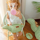 Dinosaur Rattan Storage Basket Mint Green - Small