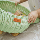 Dinosaur Rattan Storage Basket Mint Green - Medium