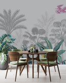 Grey Wallpaper with Palms Wallpaper
