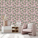 Voguish Pink Wallpaper with Pink Flowers Chic