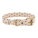 Dog Collar in Blush Pink Polka Dot | 10" - 15" Neck | Faux Saffiano Leather SALE