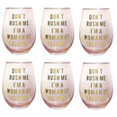 Don't Rush Me, I'm a Woman Of Leisure Stemless Wine Glass in Rose and Gold | 20 0z. | Set of 6