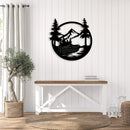 Drift Boat Mountain Metal Wall Art – Fishing River Outdoor Cabin Decor