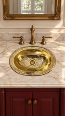 Unlacquered Brass Oval Sink - Moroccan Drop-In Engraved Sink
