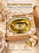 Unlacquered Brass Oval Sink - Moroccan Drop-In Engraved Sink