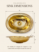 Brass Sink - Moroccan Oval Drop-In Engraved Sink