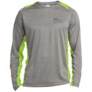 Distressed Flag Long Sleeve Heather Colorblock Performance Tee