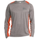 Distressed Flag Long Sleeve Heather Colorblock Performance Tee