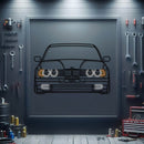 E34 Front View Metal Neon Car Wall Art - MTN0190